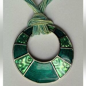 Turqoise Lia Sophia Silver Tone Green Enamel Pendant Necklace